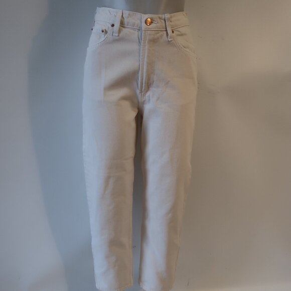 Women Mother Snacks Natural Wash HW Double Stack Ankle High Rise Denim Jeans 27 - Picture 2 of 11